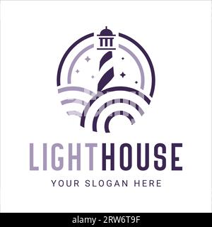 Light House Logo Design Sea View Vintage Light House Stock Vector