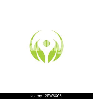 Leaf People Logo design. Organic Logo Symbol. Health Care Logo Stock Vector
