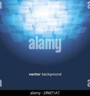 3D warped squares on blue background vector Stock Vector