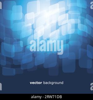 3D warped squares on blue background Stock Vector