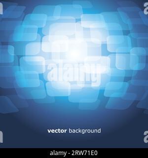 3D warped squares on blue background vector Stock Vector