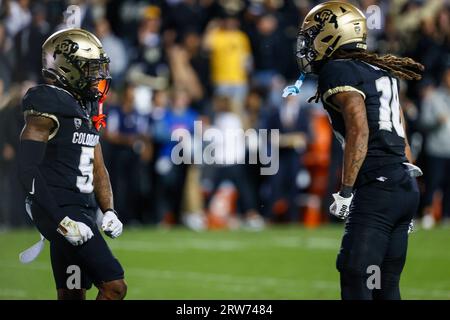 September 16, 2023: Colorado Buffaloes wide receiver Jimmy Horn Jr. (5) and  cu10 celebrate Horn's tying