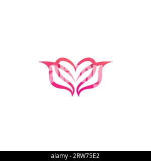 Love Lotus Logo Design. Flower Love Logo Vector Stock Vector