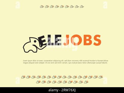 Elejob Logo Design with Alphabet Design and Numbers Designs | Typography Logo Design Stock Vector