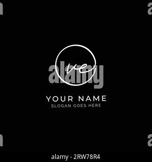 V, E, VE Initial letter handwritten and signature vector logo. Business template in round shape line art Stock Vector