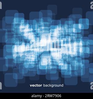3D warped squares on blue background vector Stock Vector
