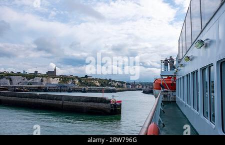 Dieppe , Normandy - Tourists arrive on the Seven Sister ferry into Dieppe port Dieppe is a fishing port on the Normandy coast of northern France    Cr Stock Photo