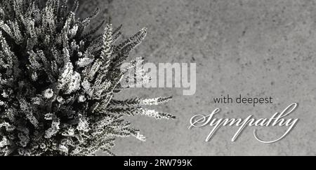 Sympathy card with heather flowers Stock Photo