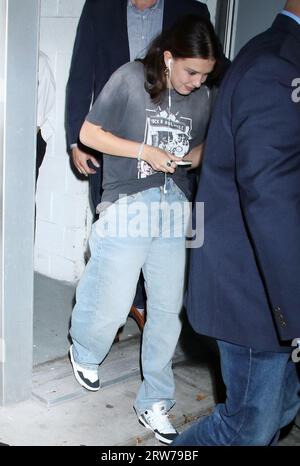 New York, NY, USA. 15th Sep, 2023. Millie Bobby Brown seen leaving Symphony Space after promoting her new book Nineteen Steps on September 15, 2023 in New York City. Credit: Rw/Media Punch/Alamy Live News Stock Photo