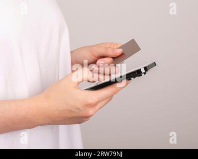 Berlin, Germany September 16 2023 Bank card and mobile phone payment Stock Photo