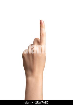 Index finger pointing, showing up isolated on white Stock Photo