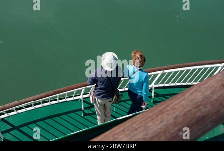 Travellers on the Seven Sisters ferry leaving Dieppe , Normandy  Dieppe is a fishing port on the Normandy coast of northern France Stock Photo