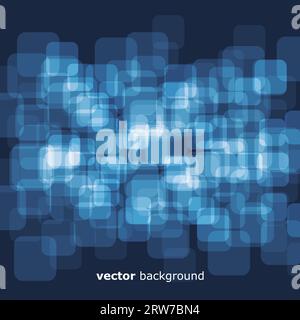 3D warped squares on blue background Stock Vector