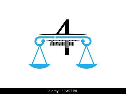 Letter 4 Law Firm Logo Design Vector Template. Stock Vector