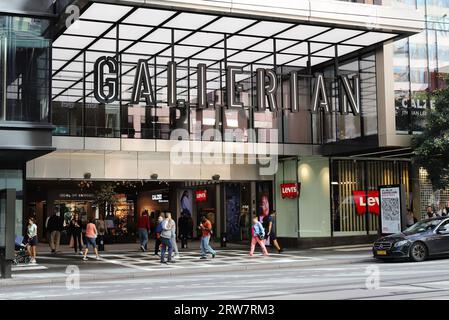 Stockholm, Sweden - September 4, 2023: The entrance seen from the Hamngatan street of the Gallerian shopping center in downtown Stockholm. Stock Photo