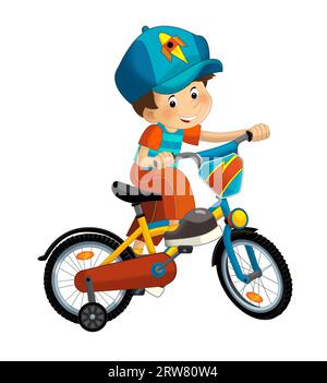 cartoon scene with happy kid having fun doing something playful funny illustration Stock Photo