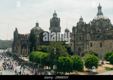 Mexico City, Mexico - May 11, 2023: View of the ancient Aztec archaeological site at Museo Templo Mayor. High quality photo Stock Photo