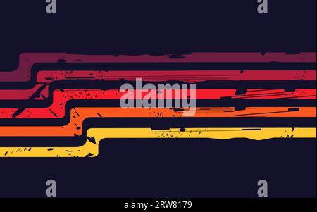 Abstract dark background with multi-colored stripes in grunge style Stock Vector
