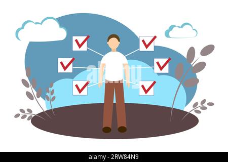 The man fulfilled all the goals Stock Vector