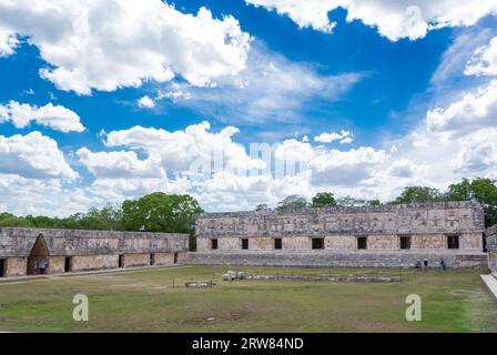 Uxmal, Yucatan, Mexico,  The ruins of Uxmal that is unesco world heritage in Yucatan peninsula. Editorial only. Stock Photo