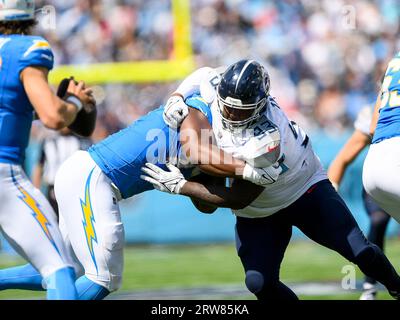 Tennessee Titans defensive tackle Teair Tart pushes a sled during practice  at the NFL football team's training facility Tuesday, June 6, 2023, in  Nashville, Tenn. (AP Photo/George Walker IV Stock Photo - Alamy