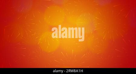 Vector illustration of fireworks on orange background. Fireworks background. Happy Diwali celebration firecrackers on abstract background . Stock Vector