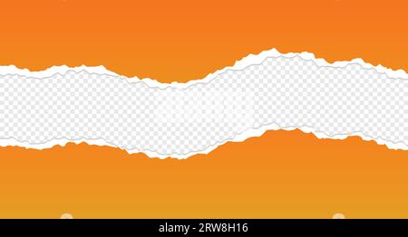 Orange torn paper frame with transparent background, free vector illustration Stock Vector