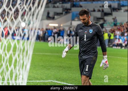 Ljubljana, Slovenia. 15th Sep, 2023. Gianluigi Buffon is seen during the charity football match Football Stars for Flood Victims in Slovenia. Football stars came together at Stadium Stozice for a charity football match for the flood victims in Slovenia. The stars were divided in two teams; blue and red. The final score was 1:1 and after that they went in penalties. The Blue team won with a score of 4:3. The game raised approximately 3, 5 million Euros for flood victims. (Photo by Andrej Tarfila/SOPA Images/Sipa USA) Credit: Sipa USA/Alamy Live News Stock Photo