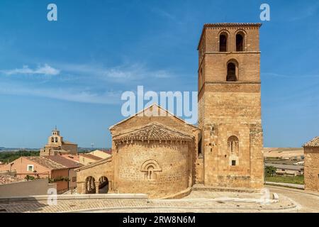 Church of San Miguel and Nuestra Señora del Riveroen, San Esteban de Gormaz, province of Soria, autonomous community of Castile and Leon, Spain,Europe Stock Photo