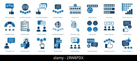 Customer Review Icon Collection. Rating, Testimonials, Quick Response, Satisfaction, Feedback, testimonial, customer thin line icons Stock Vector