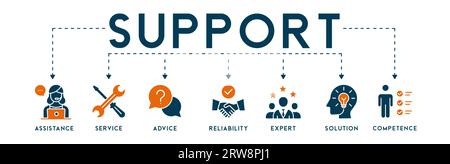 Support icon - vector illustration . Support, service, advice, assistance, help, reliability, expert, solution, infographic, template, presentation Stock Vector