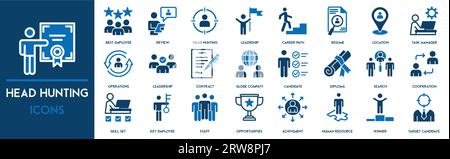 Head Hunting icon set. Included the icons as Job Interview, Career Path, Resume and more Stock Vector