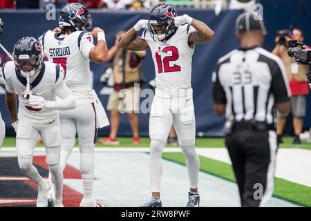 Houston, Texas, USA. September 17, 2023: Texans quarterback C.J. Stroud (7)  looks to pass the ball during an NFL game between the Texans and the Colts  on September 17, 2023 in Houston.