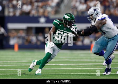 New York Jets linebacker Quincy Williams (56) reacts during an NFL game  against the Green Bay Packers Sunday, Oct. 16, 2022, in Green Bay, Wis. (AP  Photo/Jeffrey Phelps Stock Photo - Alamy