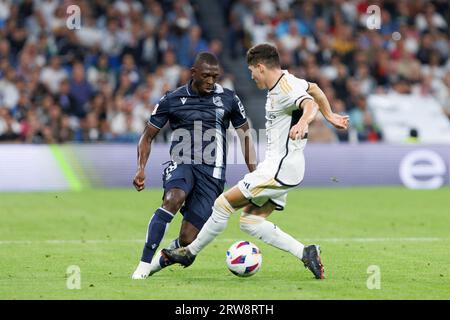 MADRID, SPAIN - SEPTEMBER 17: Hamari Traoré of Real Sociedad during the LaLiga EA Sports 2023/24 match between Real Madrid and Real Sociedad at Santiago Bernabeu Stadium in Madrid on SEPTEMBER 17, 2023. (Photo by Guille Martinez) Credit: Guillermo Martinez/Alamy Live News Stock Photo