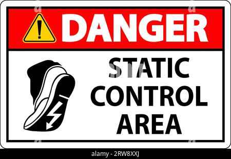 Danger Sign Static Control Area Stock Vector