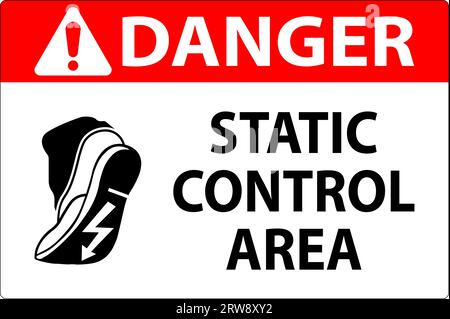 Danger Sign Static Control Area Stock Vector