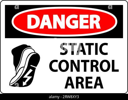 Danger Sign Static Control Area Stock Vector