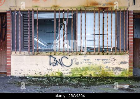 Abandoned and vandalized industrial building in Paimio, Finland Stock Photo