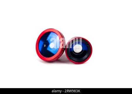 Lens for camera mobile accessories gadget. clip lens for smartphone isolated on white background Stock Photo