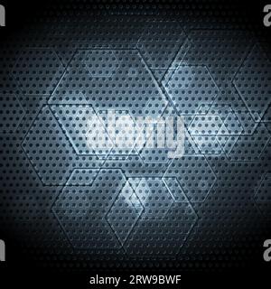 Dark blue hi-tech geometric hexagons abstract background. Futuristic vector design Stock Vector