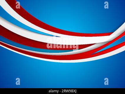 Red, blue and white abstract corporate wavy background. Vector modern design Stock Vector