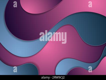 Blue purple abstract paper waves corporate background. Vector material design Stock Vector