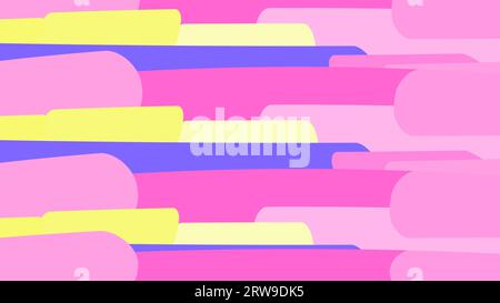 Simple background from minimalistic colorful motley bright geometric shapes, ovals with rounded corners arranged horizontally. Vector illustration. Stock Vector