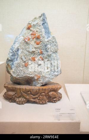 GuangZhou GuangDong China-July 18 2023:scheelite in the GuangDong Museum. Stock Photo