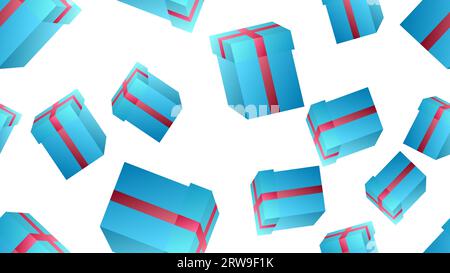 Vector Illustration of a semi seamless Xmas grunge background (design only, not grunge) Vintage colors, beige, with wrapped up gift boxes over pale gr Stock Vector