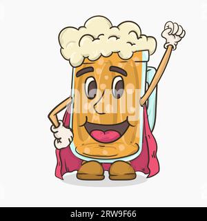 super beer glass with face mascot vector illustration Stock Vector