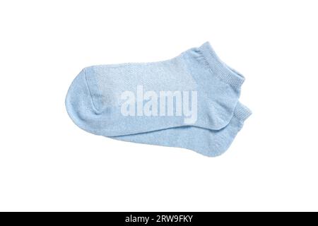 Sky blue ankle socks on white background, isolated Stock Photo