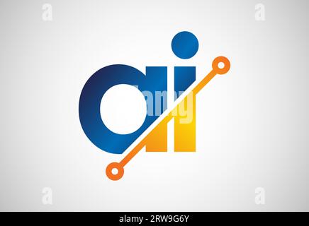 Initial letter AI modern logo design. Artificial intelligence icon vector illustration Stock Vector