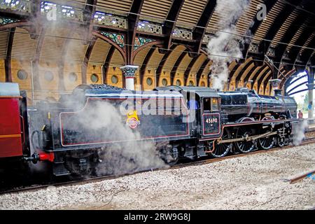 Jubilee Class No 45690 Leander steam Locomotive, York, Railway Station, Yorkshire, England 16th September 2023 Stock Photo